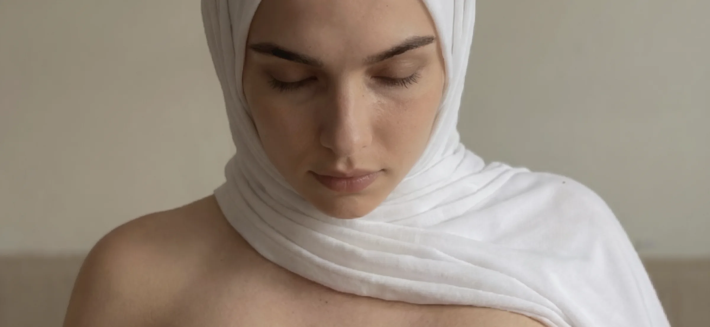Dania Khalaf wearing a white headscarf