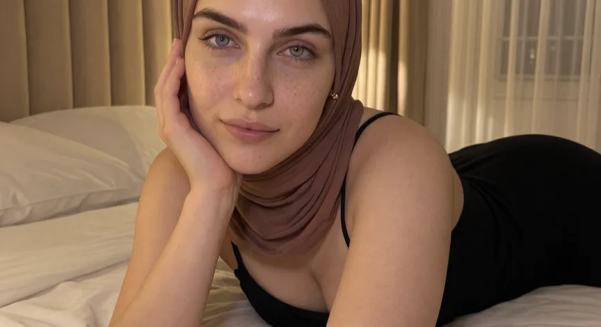 Dania Khalaf wearing a brown headscarf